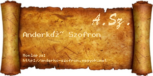 Anderkó Szofron névjegykártya
